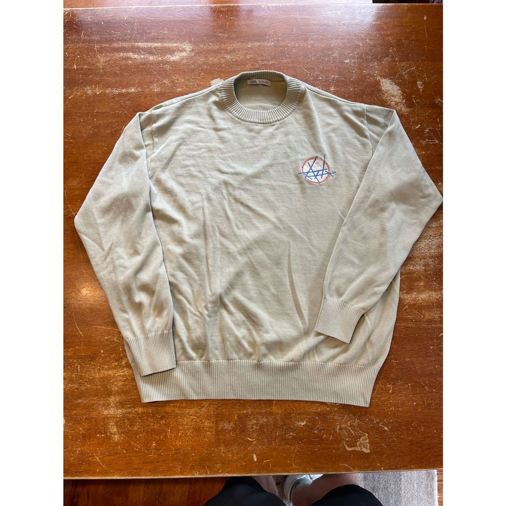 ZARA Green Abstract Logo Sweater